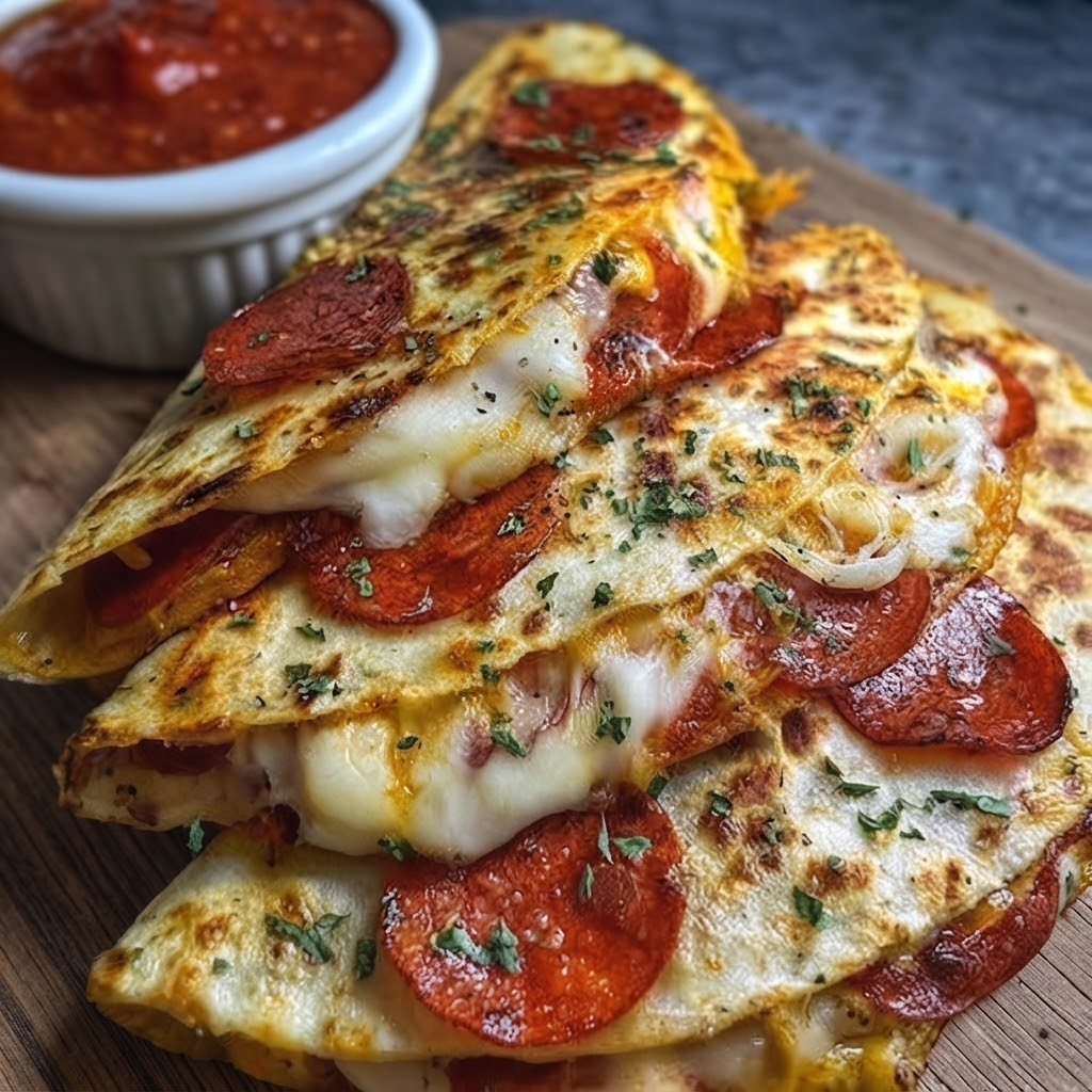 Keto Pepperoni Pizza Quesadillas