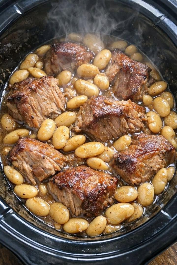 Slow Cooker Amish Pork and Butter Beans