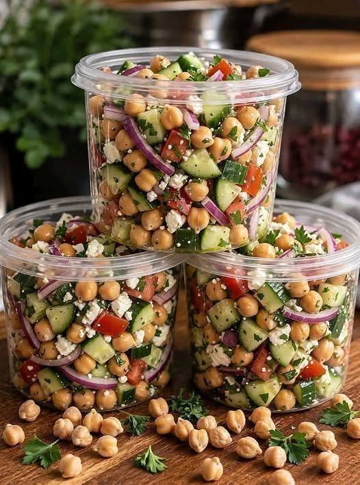 High Protein Mediterranean Chickpea Cucumber Salad