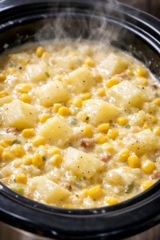 Slow Cooker Corn and Potato Chowder (Easy 5-Ingredient Comfort Meal)