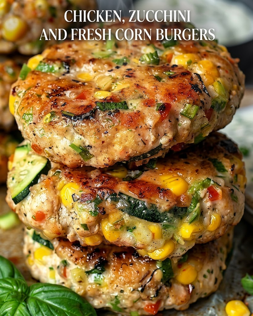 Chicken Zucchini and Fresh Corn Burger